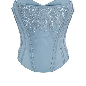 Nastassia Cool Blue Embellished Satin Corset - Image 2