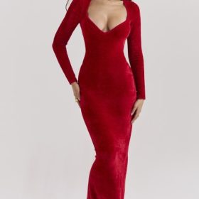 Aria Scarlet Chenille Sweetheart Dress - Image 5