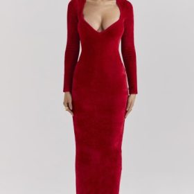 Aria Scarlet Chenille Sweetheart Dress - Image 7