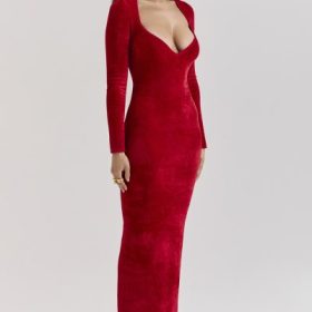 Aria Scarlet Chenille Sweetheart Dress - Image 9