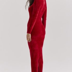 Aria Scarlet Chenille Sweetheart Dress - Image 10