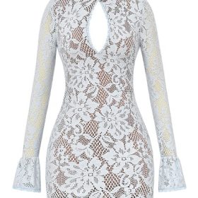 Brianna Bluebell Keyhole Lace Mini Dress - Image 2