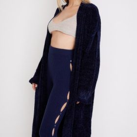 Celine Navy Chenille Slouchy Cardigan - Image 8