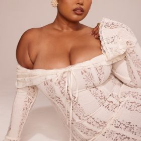 Belle Vintage Cream Floral Lace Off Shoulder Maxi Dress - Image 11