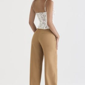 Cameron Caramel Relaxed Tailored Trousers - Image 10