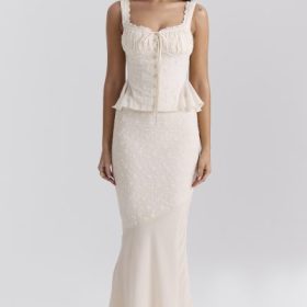 Lana Vintage Cream Cotton Broderie Anglais Maxi Skirt - Image 6