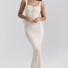 Lana Vintage Cream Cotton Broderie Anglais Maxi Skirt - Image 7