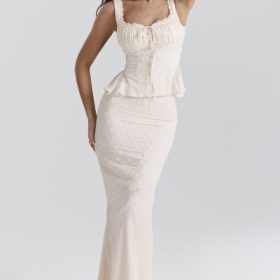Lana Vintage Cream Cotton Broderie Anglais Maxi Skirt - Image 8