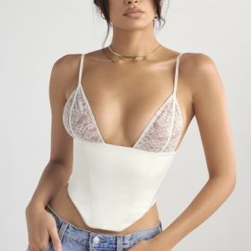 Emilee Ivory Satin and Lace Corset - Image 7