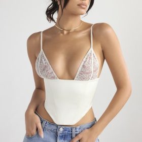 Emilee Ivory Satin and Lace Corset - Image 8