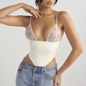 Emilee Ivory Satin and Lace Corset - Image 9