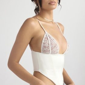 Emilee Ivory Satin and Lace Corset - Image 11