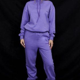 Sky Purple Fleece Back Jogging Trousers - Image 5
