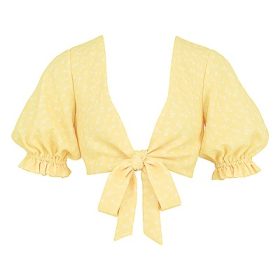 Alanya Lemon Floral Tie Front Top - Image 2