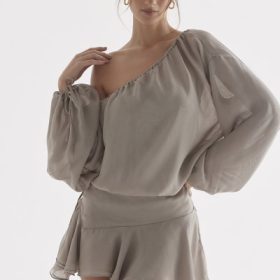 Wilhelmina Ash Green Off Shoulder Dress - Image 5