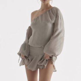 Wilhelmina Ash Green Off Shoulder Dress - Image 6