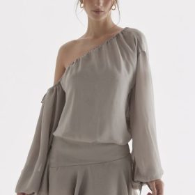 Wilhelmina Ash Green Off Shoulder Dress - Image 7