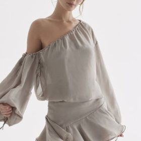 Wilhelmina Ash Green Off Shoulder Dress - Image 8