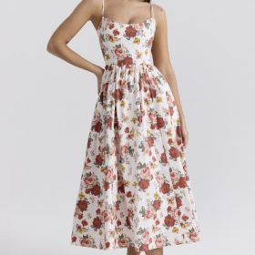 Lolita Italian Rose Print Cotton Corset Sundress - Image 8