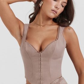 Robyn Mushroom Lace Trim Corset - Image 5