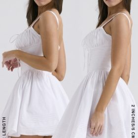 Natassia White Cotton Mini Dress