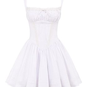 Natassia White Cotton Mini Dress - Image 2