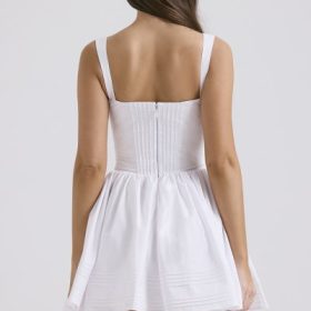 Natassia White Cotton Mini Dress - Image 13