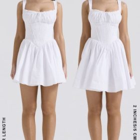Natassia White Cotton Mini Dress - Image 17