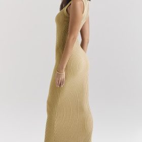 Emmie Gold Metallic Ribbed Maxi Dress - Image 9