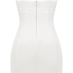 Mimi White Strapless Twill Mini Dress - Image 4