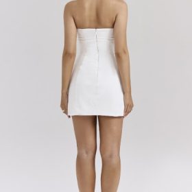 Mimi White Strapless Twill Mini Dress - Image 10
