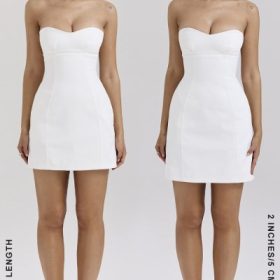 Mimi White Strapless Twill Mini Dress - Image 11