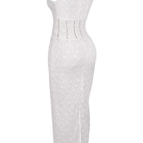Sophina White Cotton Broderie Anglais Plunge Maxi Dress - Image 3