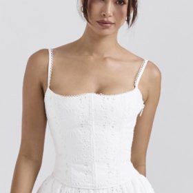 Lorina White Broderie Anglais Corset - Image 5