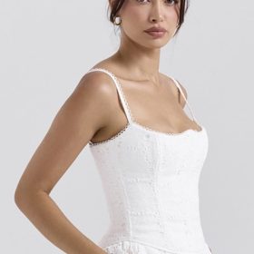 Lorina White Broderie Anglais Corset - Image 8