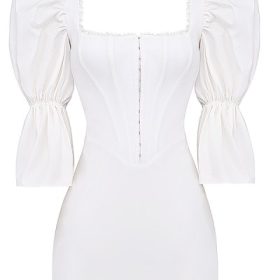 Matilda White Puff Sleeve Corset Dress - Image 2