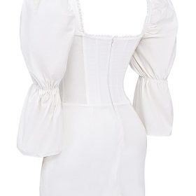 Matilda White Puff Sleeve Corset Dress - Image 3