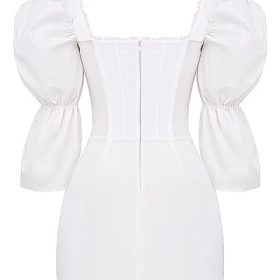 Matilda White Puff Sleeve Corset Dress - Image 4