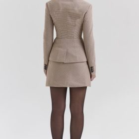 Nerida Brown Puppytooth A-Line Mini Skirt - Image 8