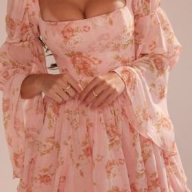 Sancia English Vintage Rose Print Puff Sleeve Mini Dress
