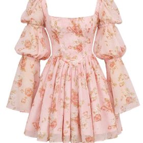 Sancia English Vintage Rose Print Puff Sleeve Mini Dress - Image 2