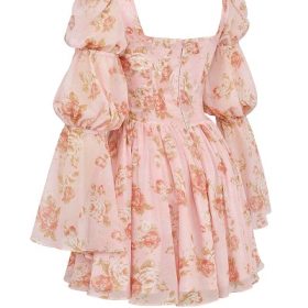Sancia English Vintage Rose Print Puff Sleeve Mini Dress - Image 3
