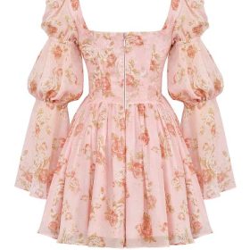 Sancia English Vintage Rose Print Puff Sleeve Mini Dress - Image 4