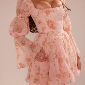 Sancia English Vintage Rose Print Puff Sleeve Mini Dress - Image 6