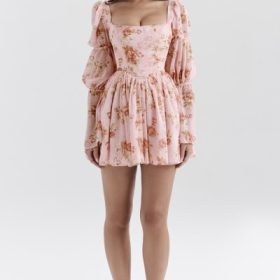 Sancia English Vintage Rose Print Puff Sleeve Mini Dress - Image 7