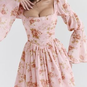 Sancia English Vintage Rose Print Puff Sleeve Mini Dress - Image 8