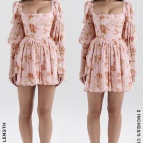 Sancia English Vintage Rose Print Puff Sleeve Mini Dress - Image 11