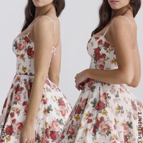 Minimoiselle Italian Rose Print Tulle Mini Dress