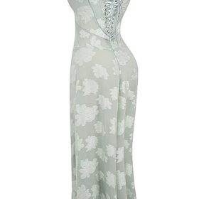 Seren Pistachio Floral Lace Back Maxi Dress - Image 3