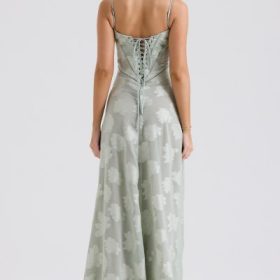 Seren Pistachio Floral Lace Back Maxi Dress - Image 11